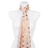 Dámský lehký obdélníkový šál 345-1 se zlatým potiskem koček, broskvové barvy 7200627-3