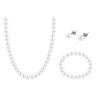 Set z bižuterního kovu, bílá perla, náhrdelník + náušnice pecky + náramek 6000655-1