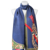 Dámský dlouhý saténový šátek 1912-5, potisk řetízků - modré barvy 7200429-4