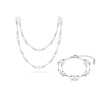 Rhodiovaný set s perlami, dvouřadý řetízek + náramek 3001704