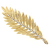 Brož - palmový list s broušenými kamínky, zlaté barvy 9001683-1