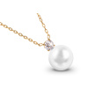 Řetízek z chirurgické oceli, pozlacený 14k s přívěskem, bílá perla s čirým zirkonem 3001871