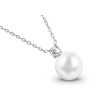 Řetízek z chirurgické oceli s přívěskem, bílá perla s čirým zirkonem 3001866