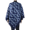 Dámské pletené pončo MH-54 s vlnitým motivem, modré barvy 9001710