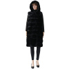 Dámská dlouhá vesta s kapucí z umělé kožešiny Y2388-2, černé barvy 9001730