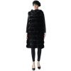 Dámská dlouhá vesta s kapucí z umělé kožešiny Y2388-2, černé barvy 9001730