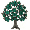 Brož - strom s broušenými kamínky, zelené barvy