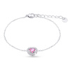 Set z chirurgické oceli, srdce osázené růžovým zirkonem, řetízek + náušnice + náramek