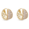 Pozlacené náušnice 14k perforované kruhy zdobené zirkony 1003172  Ellami