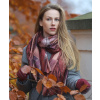 Dámský teplý šál s motivem listů 4015-9, červené barvy 7200747-5