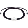 TOKIO 2358-4 Provázkový náramek z chirurgické oceli, bílá perla s černým provázkem