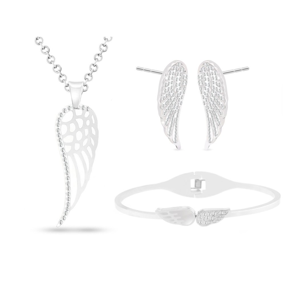 Set z chirurgické oceli čtyřlístek, řetízek + náušnice + náramek 176