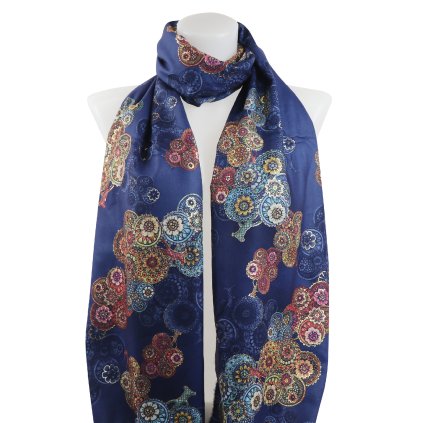 Dámský obdélníkový šátek, strom života s mandalou a se zlatou nitkou, růžové barvy 7200564B