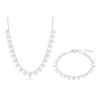 Súprava z chirurgickej ocele s pevnými príveskami, retiazka + náramok - jemné stromy života 206