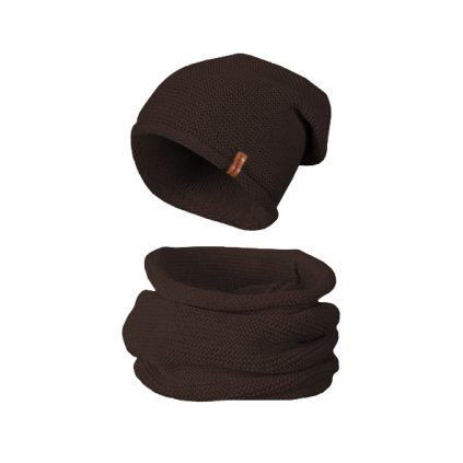 29667 2 damsky zimni set mark cepice a tunel kavove hnede barvy