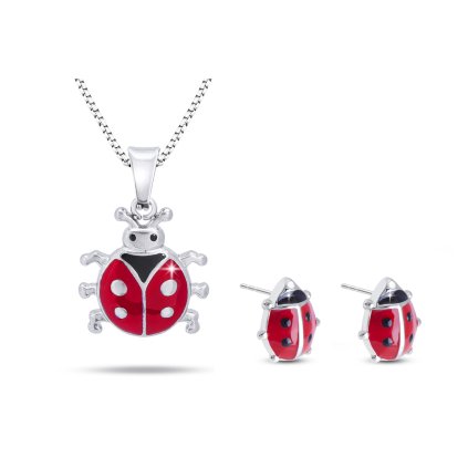 Súprava z chirurgickej ocele lienka, retiazka + náušnice 212