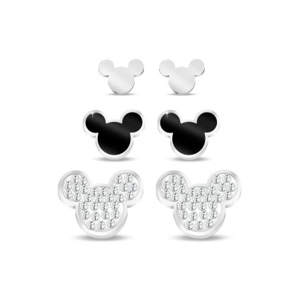 Náušnice z chirurgické oceli, ve tvaru Mickey Mouse se zirkony 1002019