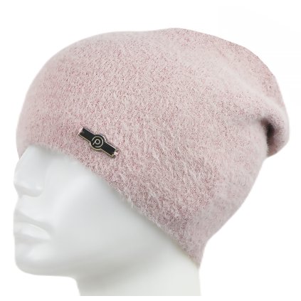 Dámská pletená zimní čepice PERFECT s chloupky - béžová 7100362