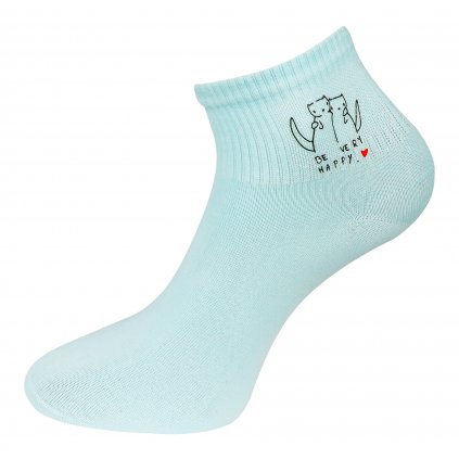 Dámské ponožky s potiskem NPX9581, kočka s králíčkem - černé barvy 9001583-1