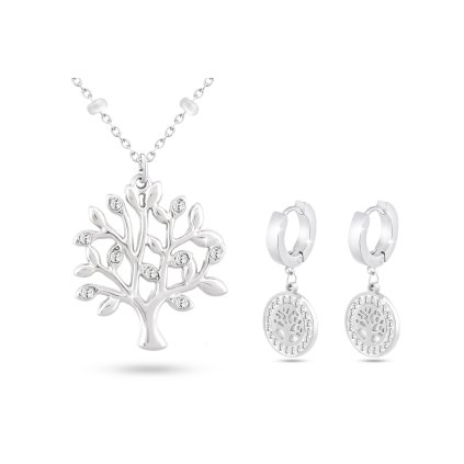 Súprava z chirurgickej ocele STROM ŽIVOTA, retiazka + visiace náušnice 275