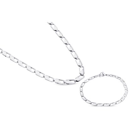 Set z chirurgickej ocele s lesklými oválmi, retiazka + náramok 3001853