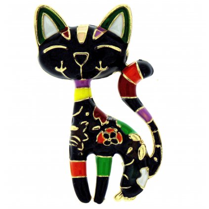 Brošňa - usmievavá mačička, čiernej farby 9001691