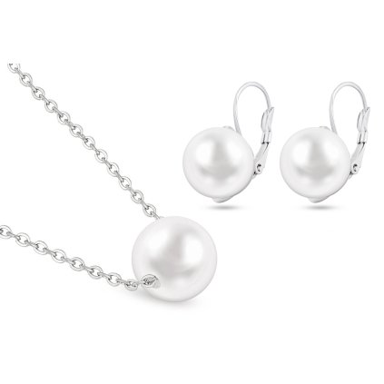 Set z chirurgické oceli, HAD s čirými zirkony, řetízek + visací náušnice 283