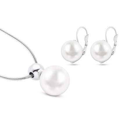 Set z chirurgické oceli PERLA, řetízek + visací náušnice 286