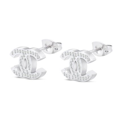 Náušnice z chirurgickej ocele, polkruhy so zirkónmi 2022