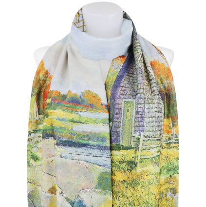 Dámský oboustranný obdélníkový šál 3130-10 malba, abstraktní krajina - západ slunce 7200681-11