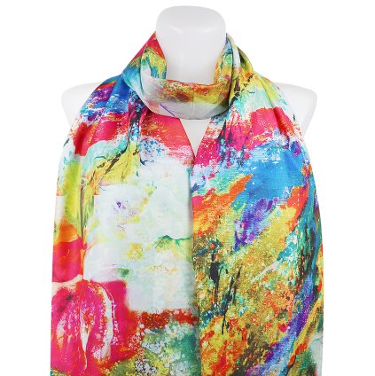 Dámský oboustranný hedvábný obdélníkový šál 3130-03 malba, abstraktní pole - žena 7200676-19