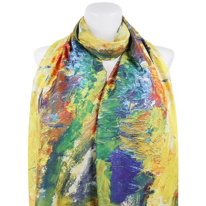 Dámsky obojstranný hodvábny obdĺžnikový šál 3130-03 maľba, abstraktné pole - žena 7200676-20