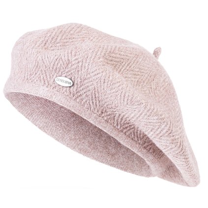 Dámský kašmírový baret se třpytivou přízí GA192, tmavě béžové barvy 7100401-11