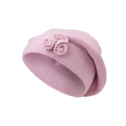 42012 2 damsky pleteny baret s kvetinou svetle ruzove barvy 7100221 14
