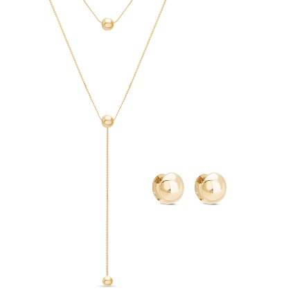 Súprava 325 Dlhá retiazka a náušnice pozlátená 14k zlatom