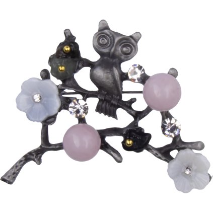 Brožsova na vetvičke, s korálkami a zirkónmi, ružová farba 9001774