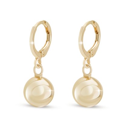 Pozlátené náušnice 14k, krúžky s guličkou 1 cm 1003248
