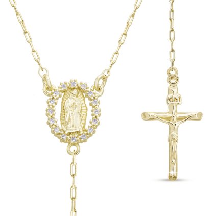Pozlátený ruženec 14k ovál so zirkónmi, guličky 3 mm 3002208, 45 cm