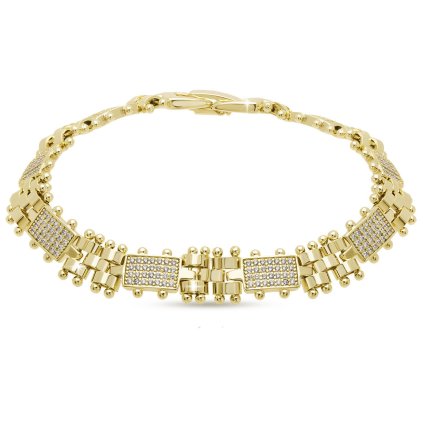 53989 pozlaceny naramek 14k obdelniky se zirkony 2002727