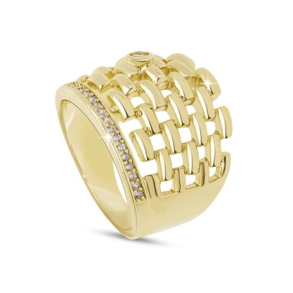 54742 prstynek pozlaceny 14k propletany se zirkony 4000479
