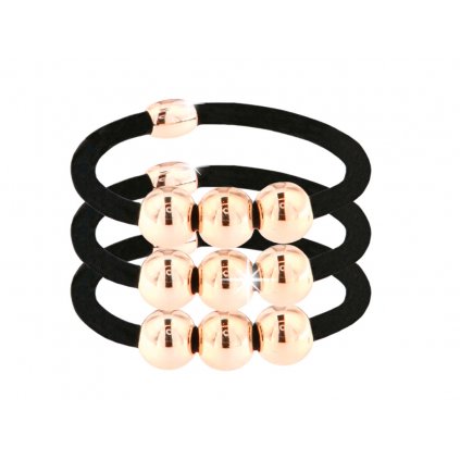 Vlasová gumička silná, čierne farby s ozdobnými guličkami 3 ks 8000757