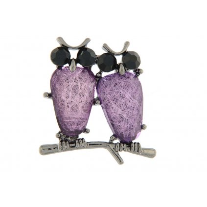 Brož - sova pár modrobílá