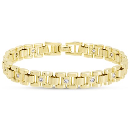 59482 zarivy clankovy naramek se zirkony pozlaceno 14k zlatem 2989