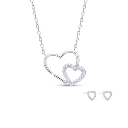 60793 set 348 stribrny retizek a nausnice se srdicky