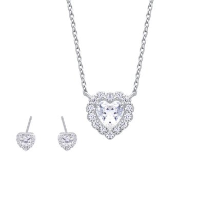 60799 set 350 stribrny retizek a nausnice se srdicky