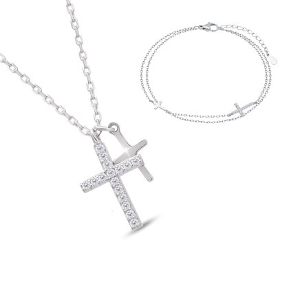 60802 set 351 stribrny set retizek a naramek s krizkem