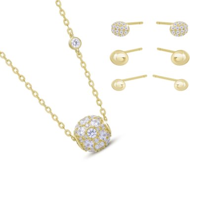 60805 set 352 stribrny pozlaceny retizek a nausnice se zirkony