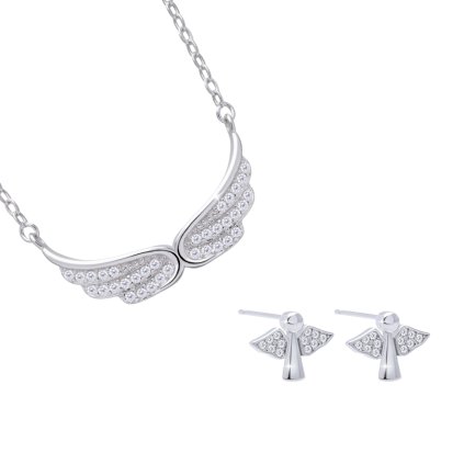 60808 set 353 stribrny retitek a nausnice s andelskym motivem