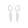 Náušnice z chirurgické oceli kroužek, visací andělské křídla 1002459