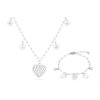 Set z chirurgické oceli srdce s perličkami, řetízek + náušnice se zirkony 243